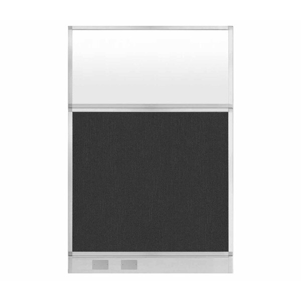 Hush Panel Configurable Cubicle Partition 4' x 6' Black Fabric Frosted Window w/ Cable Channel